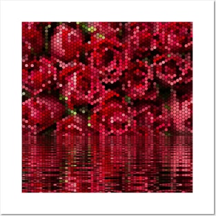 Red Roses Farmhouse Floral Print Posters and Art